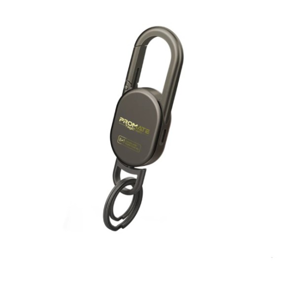 Promate Smart Carabiner Keychain with Apple Find My Precision Locator, Titanium - TagChain