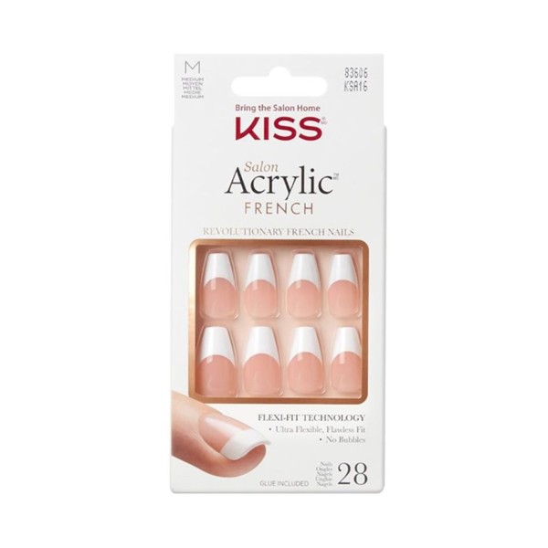 Kiss Salon Acrylic Nails French Medium Length