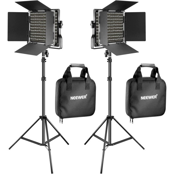 Neewer 2 Pack NL660 Bi-Color 660 LED Video Light and Stand Kit - 90101385