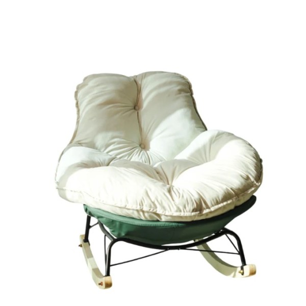SOMA Premium Fabric Ergonomic Cozy Rocking Design Nest Rocker Chair, Beige/Green - 910100013