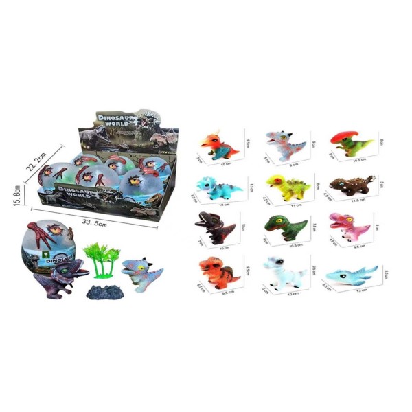 Pocket Toys Dinosaur World Transparent Dino Eggs, Assorted 6pcs - 929-174