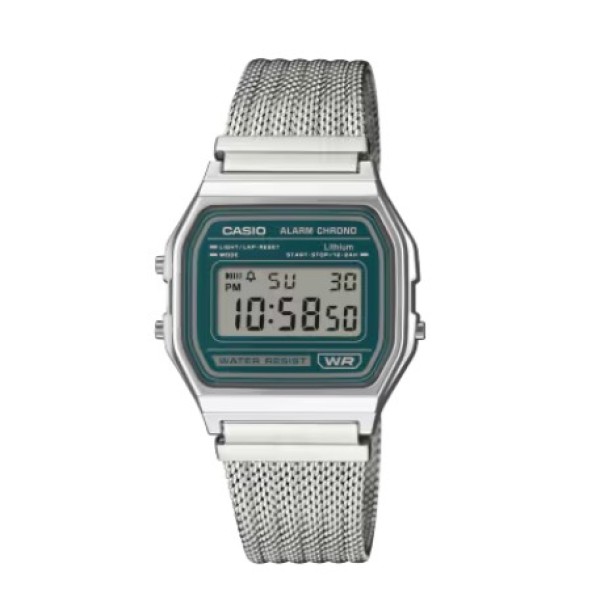 Casio Stainless Steel Mesh Band Digital Watch for Unisex - A158WEM-3DF