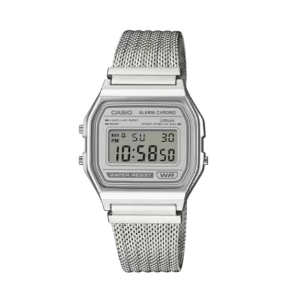Casio Stainless Steel Mesh Band Digital Watch for Unisex - A158WEM-7DF