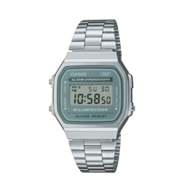 Casio Stainless Steel Band, Vintage Gray Digital Dial Unisex Watch - A168WA-3AYDF