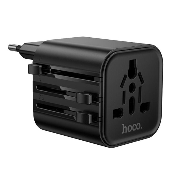 Hoco Global Universal Conversion Plug Travel Adapter Charger, Black - AC29
