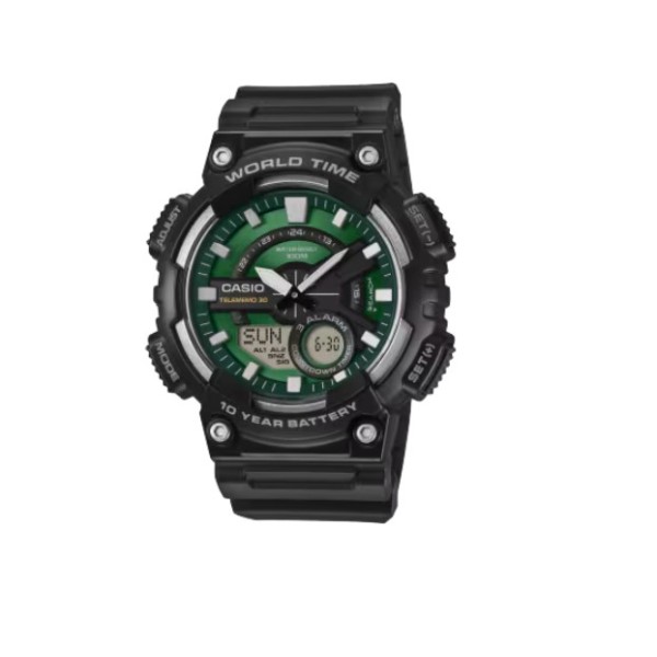 Casio Analog-Digital Combination Green Dial Watch for Men - AEQ-110W-3A2VDF