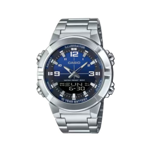 Casio Analog-Digital Stainless Steel Strap Blue Dial Watch for Men - AMW-870DA-2A1VDF