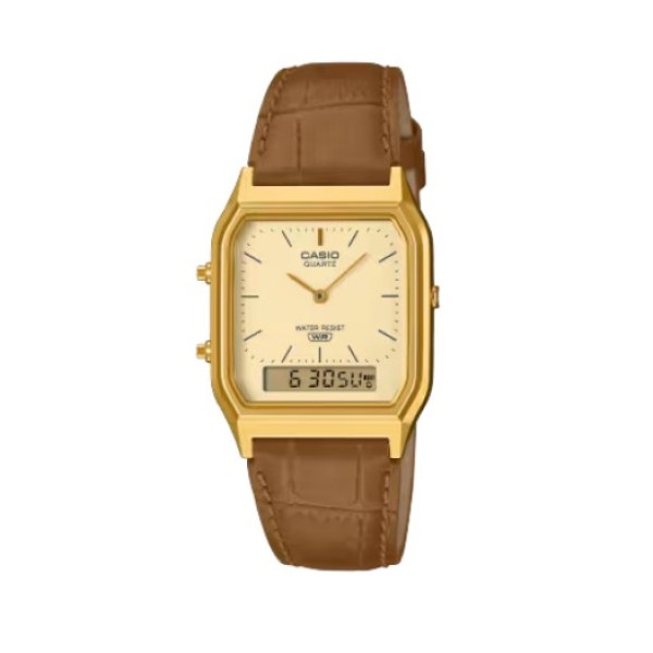 Casio Vintage Analog-Digital Leather Band Watch for Unisex - AQ-230EGL-9ADF