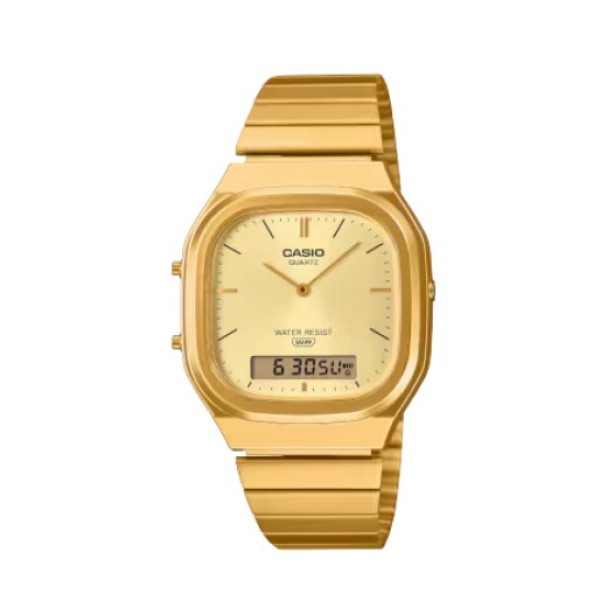 Casio Vintage Gold Dial Analog-Digital Watch for Unisex - AQ-240EG-9ADF