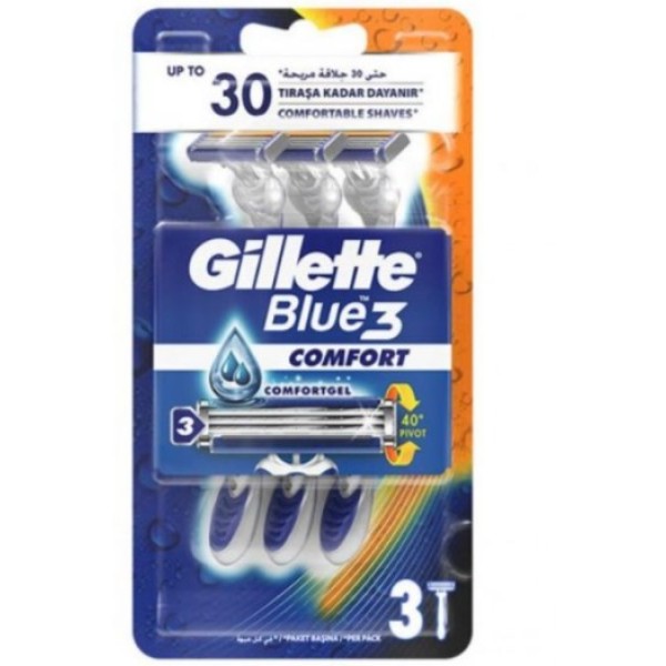 Gillette Blue 3 Comfort Disposable Razors for Men 3 Pieces - 10007312