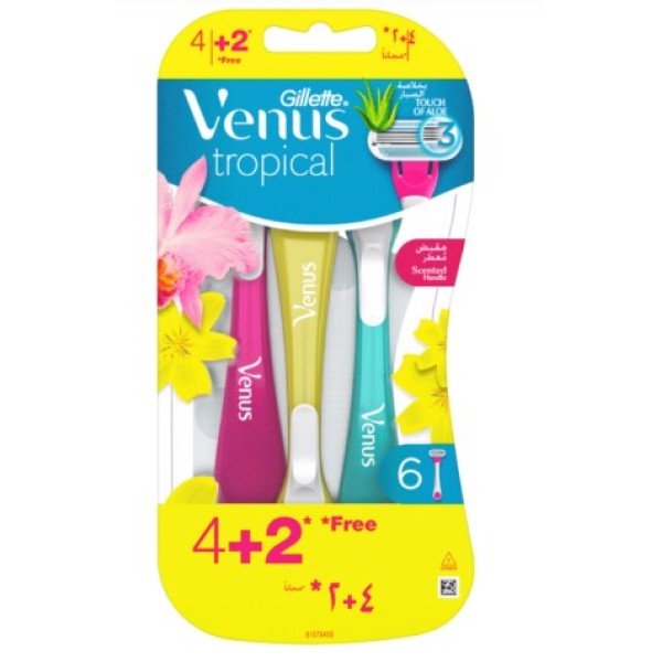 Gillette Venus Tropical Disposable Razor, 4+2 Pieces - 10007349