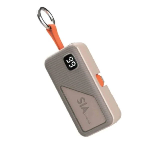 SIA Volt Link Mini Power Bank Lightning and Type-C Plug PD 20W, 5000mAh, Beige - SIPBPLGL5-BEG