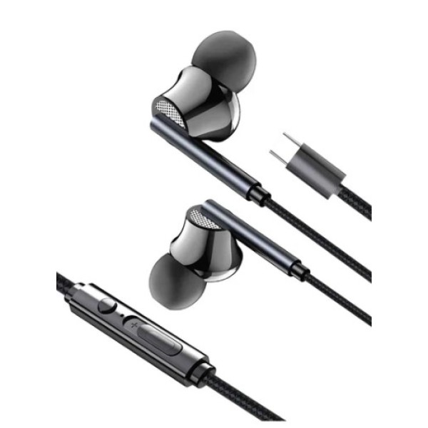 SIA Soundlink Wired Type-C Earbuds with Mic and Volume Control 1.2m, Black (iOS Compatible) - SI-SL31BUD-BLK