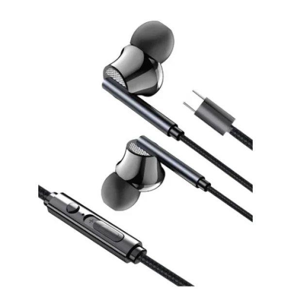 SIA Soundlink Wired Type-C Earbuds with Mic and Volume Control 1.2m, Black (iOS Compatible) - SI-SL31BUD-BLK