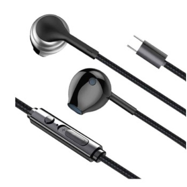 SIA Soundlink Wired Type-c Earphone with Mic and Volume Control 1.2m, Black (iOS Compatible) - SI-SL18PHN-BLK