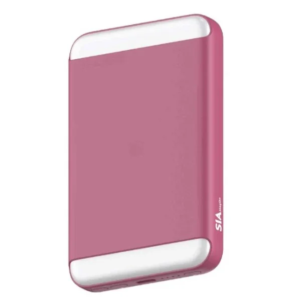 SIA MagOn PD 20W, Wireless Charging 15W with LED Light, 8000mAh Magnetic Power Bank, Pink - SIPBMG8LD-PK