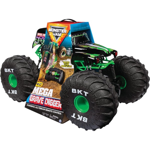 Monster Jam, Mega Grave Digger All-Terrain Remote Control Monster Truck with Lights, 1:6 Scale - 6066963-T