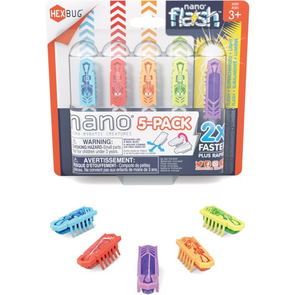 Hexbug Nano 5 Pack, 4 Nano Bugs with Bonus Flash Nano - 6068976-T