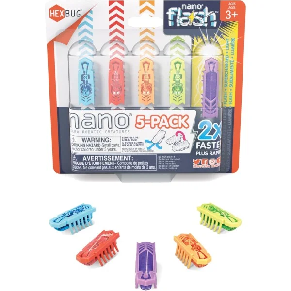Hexbug Nano 5 Pack, 4 Nano Bugs with Bonus Flash Nano - 6068976-T