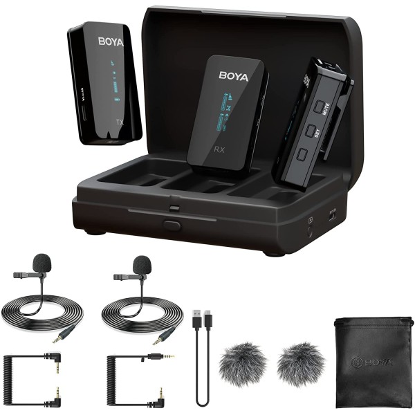 Boya 2.4Ghz Wireless Microphone (2Transmitters+1Receiver), Black - BY-XM6-K2