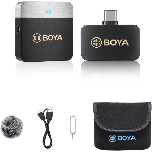 Boya 2.4Ghz Wireless Microphone with Ear-Return Monitoring Function, Black - BY-M1V3