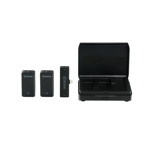 Boya 2.4GHz Dual-channel Wireless Microphone iOS/Lightning devices 1+2 w/Charging Box - BY-XM6-K4