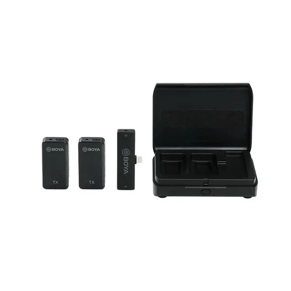 Boya 2.4GHz Dual-channel Wireless Microphone iOS/Lightning devices 1+2 w/Charging Box - BY-XM6-K4