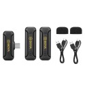 Boya Dual 2.4GHZ Wireless Lavalier Microphone, USB-C Connector, Black - BY-WM3T2-U2