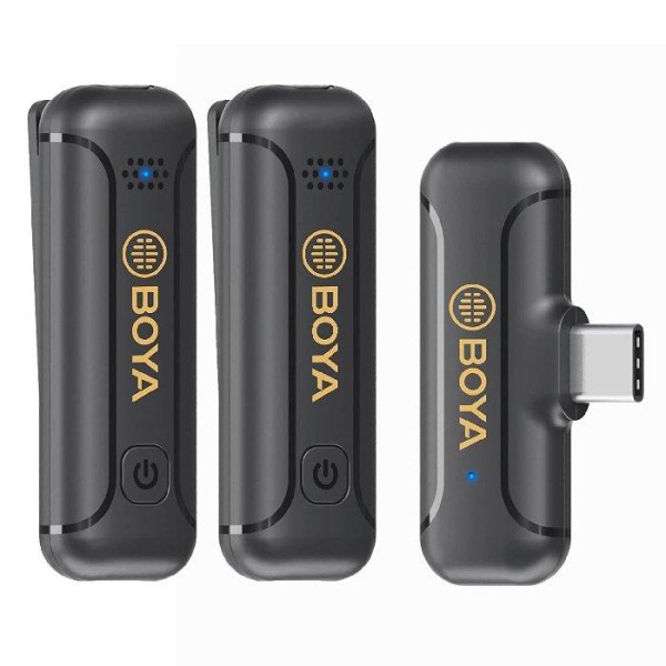 Boya Dual 2.4GHZ Wireless Lavalier Microphone, USB-C Connector, Black - BY-WM3T2-U2