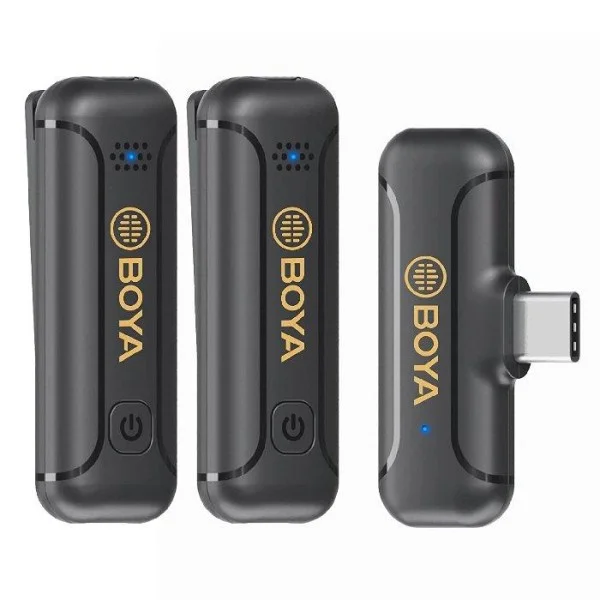 Boya Dual 2.4GHZ Wireless Lavalier Microphone, USB-C Connector, Black - BY-WM3T2-U2