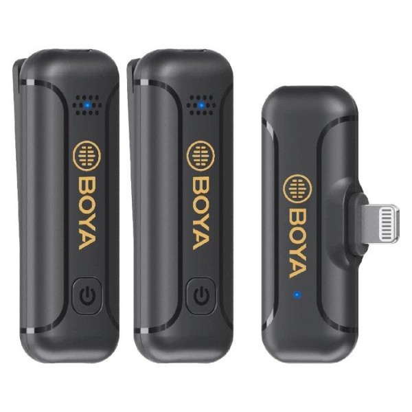 Boya Dual 2.4GHZ Wireless Lavalier Microphone, Lightning Connector, Black - BY-WM3T2-D2