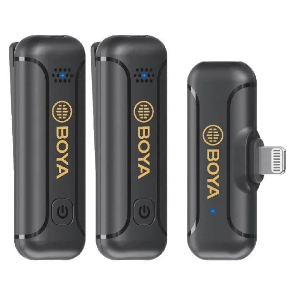 Boya Dual 2.4GHZ Wireless Lavalier Microphone, Lightning Connector, Black - BY-WM3T2-D2