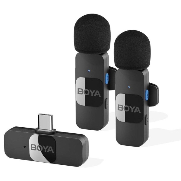 Boya Ultracompact 2.4GHz Wireless Microphone, USB – C Port, Black - BY-V20