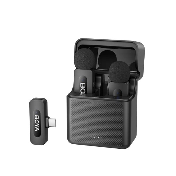 Boya Wireless Microphone – Type-C port + Charging Case, Black - BY-V30