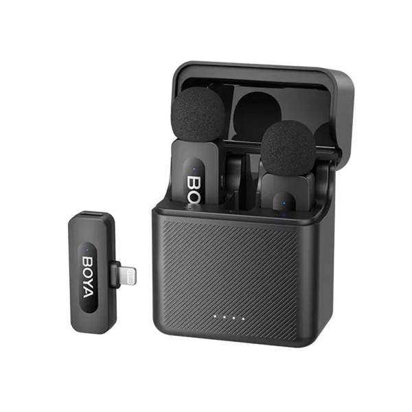 Boya Wireless Microphone – Lightning port + Charging Case, Black - BY-V3