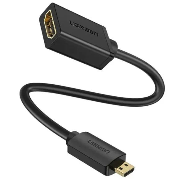 UGREEN Micro HDMI Male to HDMI Female Adapter Cable 22cm, Black - 20134