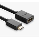 UGREEN Mini HDMI Male to HDMI Female Adapter Cable 22cm, Black - 20137