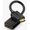 UGREEN Mini HDMI Male to HDMI Female Adapter Cable 22cm, Black - 20137