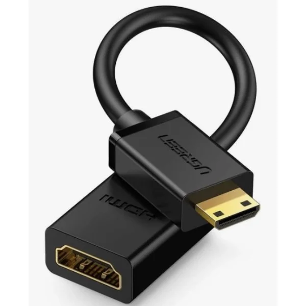 UGREEN Mini HDMI Male to HDMI Female Adapter Cable 22cm, Black - 20137