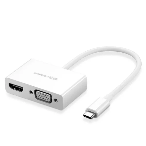 UGREEN USB Type C to HDMI + VGA Converter, White - MM123