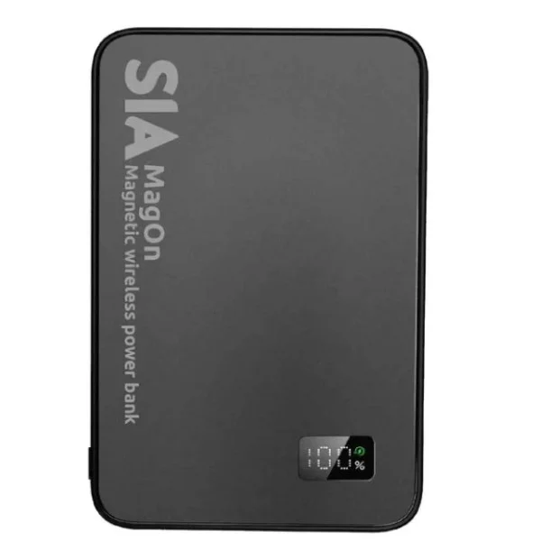 SIA Metal Body PD 20W, Wireless Charging 15W 5000mAh Capacity, Magnetic Power Bank, Black - BKPBMG5-BLK
