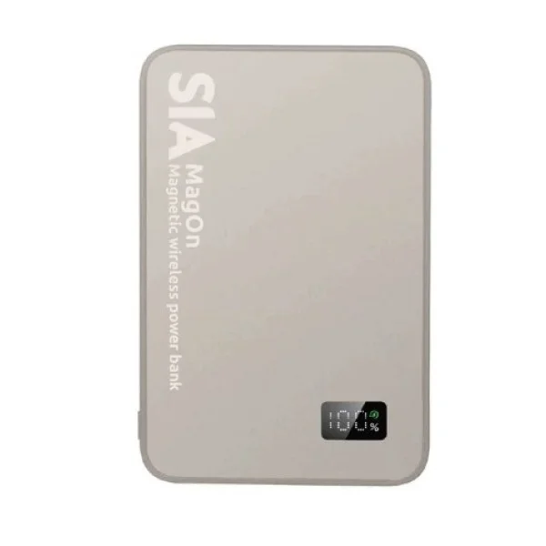 SIA MagOn Metal Body PD 20W, Wireless Charging 15W 10000 mAh Capacity, Magnetic Power Bank, Natural Titanium - BKPBMG10-TIT