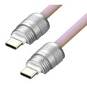 SIA Power Link Soft Rubber Type C - Type C Lanyard Cable 60W 1.2M, Light Pink - BKCC60-1LPK