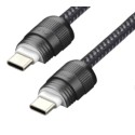 SIA Power Link Fabric Braided Type C - Type C Lanyard Cable 60W 1.2M, Black - BKCC60-1BRDBK