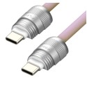 SIA Power Link Soft Rubber Type C - Type C Lanyard Cable 60W 30cm, Light Pink - BKCC60-03LPK