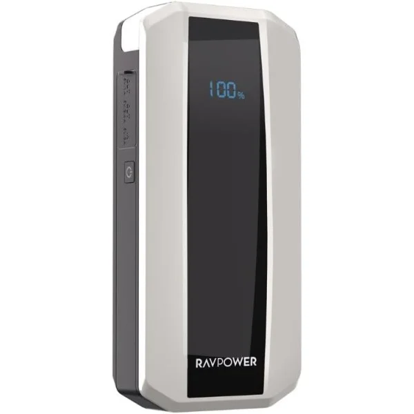 RAVPower 11000mAh 3-in-1 Jump Starter with LED Flashlight, Black & White - RP-PB1225