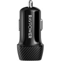 RAVPower PD 20W USB-C Fast Car Charger, Black - RP-VC1017