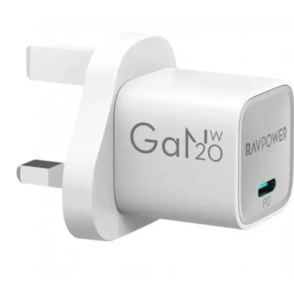 RAVPower Mini PD20W  GaN type C Charger, White - RP-PC1055