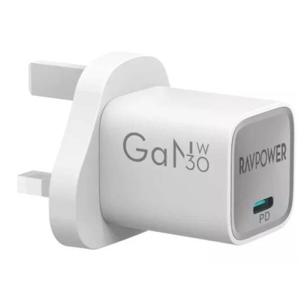 RAVPower Mini PD 30W GaN Type-C Charger, White - RP-PC1056