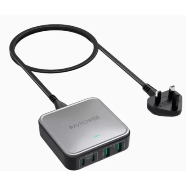 RAVPower GaN PD 100W 4-Port Desktop Charger Offline, Black - RP-PC1042